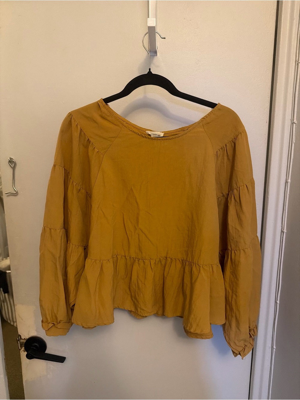 Anthropologie Mustard Tiered Peasant Blouse